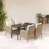 Image de vidaXL Ensemble à manger de jardin avec coussins 5pcs Beige poly rotin