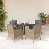 Image de vidaXL Ensemble à manger de jardin avec coussins 5pcs Beige poly rotin