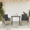 Image de vidaXL Ensemble à manger de jardin 3pcs coussins gris clair poly rotin