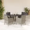 Image de vidaXL Ensemble à manger de jardin et coussins 5 pcs gris clair rotin