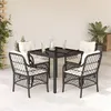 Image de vidaXL Ensemble à manger de jardin coussins 5pcs Noir Résine tressée