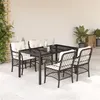 Image de vidaXL Ensemble à manger de jardin coussins 5pcs Noir Résine tressée