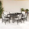 Image de vidaXL Ensemble à manger de jardin coussins 7pcs Noir Résine tressée
