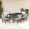Image de vidaXL Vidaxl Ensemble À Manger De Jardin Coussins 7pcs Noir Résine Tressée