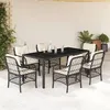 Image de vidaXL Ensemble à manger de jardin coussins 7pcs Noir Résine tressée