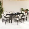 Image de Vidaxl Ensemble Ã Manger De Jardin Coussins 7pcs Noir RÃ©sine TressÃ©e