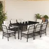 Image de Vidaxl Ensemble Ã Manger De Jardin 9pcs Coussins Noir RÃ©sine TressÃ©e