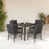 Image de vidaXL Ensemble à manger de jardin coussins 5pcs Noir Résine tressée
