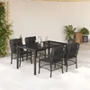 Image de vidaXL Ensemble à manger de jardin coussins 5pcs Noir Résine tressée