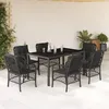 Image de Vidaxl Ensemble Ã Manger De Jardin Coussins 7pcs Noir RÃ©sine TressÃ©e