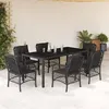 Image de vidaXL Ensemble à manger de jardin coussins 7pcs Noir Résine tressée