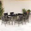 Image de vidaXL Ensemble à manger de jardin et coussins 7 pcs gris rotin