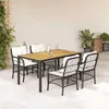 Image de vidaXL Ensemble à manger de jardin coussins 5pcs Noir Résine tressée