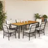 Image de vidaXL Ensemble Ã  manger de jardin coussins 7pcs Noir RÃ©sine tressÃ©e