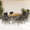 Image de vidaXL Ensemble à manger de jardin et coussins 7 pcs gris rotin
