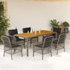 Image de vidaXL Ensemble à manger de jardin et coussins 7 pcs gris rotin
