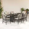 Image de vidaXL Ensemble à manger de jardin coussins 7pcs Noir Résine tressée