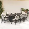 Image de vidaXL Ensemble à manger de jardin 9pcs coussins noir résine tressée