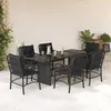 Image de vidaXL Ensemble à manger de jardin coussins 7pcs Noir Résine tressée