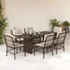Image de vidaXL Ensemble à manger de jardin et coussins 7 pcs marron rotin