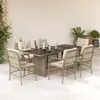 Image de vidaXL Ensemble à manger de jardin et coussins 7 pcs beige poly rotin3212062
