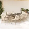 Image de vidaXL Ensemble à manger de jardin et coussins 9 pcs beige Poly rotin