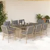Image de vidaXL Ensemble à manger de jardin et coussins 9 pcs mélange beige