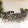 Image de vidaXL Ensemble à manger de jardin et coussins 9 pcs gris clair rotin