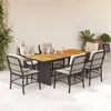 Image de vidaXL Ensemble à manger de jardin coussins 7pcs Noir Résine tressée