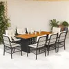 Image de vidaXL Ensemble à manger de jardin 9pcs coussins noir résine tressée
