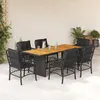 Image de vidaXL Ensemble à manger de jardin coussins 7pcs Noir Résine tressée