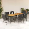 Image de vidaXL Ensemble à manger de jardin et coussins 7 pcs gris rotin