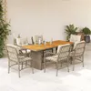 Image de vidaXL Ensemble à manger de jardin et coussins 7 pcs beige poly rotin