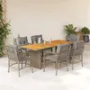 Image de vidaXL Ensemble à manger de jardin coussins 7 pcs mélange beige rotin