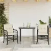 Image de vidaXL Ensemble de bistro 3 pcs avec coussins noir résine tressée