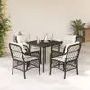 Image de vidaXL Ensemble à manger de jardin coussins 5pcs Noir Résine tressée