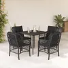 Image de Vidaxl Ensemble Ã Manger De Jardin Coussins 5pcs Noir RÃ©sine TressÃ©e