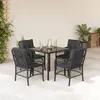 Image de vidaXL Ensemble à manger de jardin coussins 5pcs Noir Résine tressée