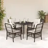 Image de vidaXL Ensemble à manger de jardin 5 pcs et coussins marron poly rotin