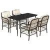Image de Vidaxl Ensemble Ã Manger De Jardin 5 Pcs Et Coussins Marron Poly Rotin