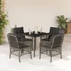 Image de vidaXL Ensemble à manger de jardin 5 pcs coussins gris résine tressée