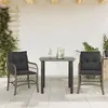 Image de vidaXL Ensemble de bistro 3 pcs avec coussins gris résine tressée