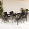 Image de vidaXL Ensemble à manger de jardin et coussins 7 pcs gris rotin