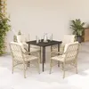 Image de vidaXL Ensemble à manger de jardin avec coussins 5pcs Beige poly rotin