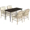 Image de Vidaxl Ensemble Ã Manger De Jardin Avec Coussins 5pcs Beige Poly Rotin