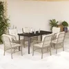 Image de Vidaxl Ensemble Ã Manger De Jardin Et Coussins 7 Pcs Beige Poly Rotin