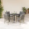 Image de vidaXL Ensemble à manger de jardin coussins 5 pcs mélange beige rotin
