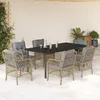 Image de Vidaxl Ensemble Ã Manger De Jardin Coussins 7 Pcs MÃ©lange Beige Rotin