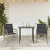 Image de vidaXL Ensemble de bistro 3 pcs et coussins gris clair résine tressée