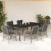 Image de Vidaxl Ensemble Ã Manger De Jardin Et Coussins 7 Pcs Gris Clair Rotin